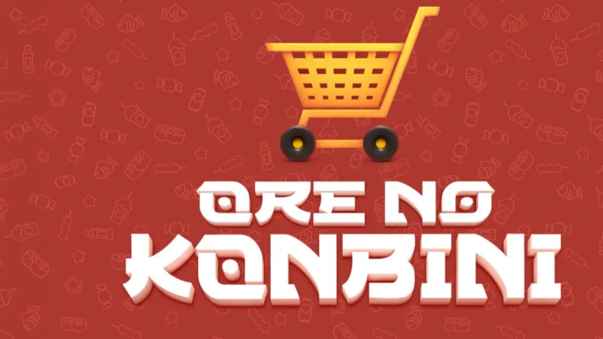 Tampilan visual neon dari slot Ore No Konbini dengan latar belakang toko kelontong Jepang.